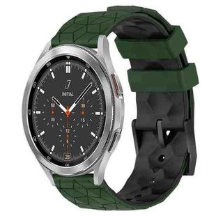 For Samsung  Galaxy Watch 4 Classic 46mm 20mm Football Pattern Two-Color Silicone Watch Band(Armygreen+Black)
