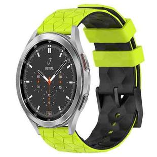 For Samsung  Galaxy Watch 4 Classic 46mm 20mm Football Pattern Two-Color Silicone Watch Band(Lime Green + Black)