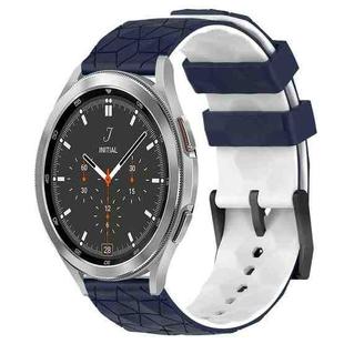 For Samsung  Galaxy Watch 4 Classic 46mm 20mm Football Pattern Two-Color Silicone Watch Band(Midnight Blue + White)