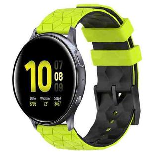 For Samsung Galaxy Watch Active 2 40mm 20mm Football Pattern Two-Color Silicone Watch Band(Lime Green + Black)