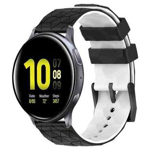For Samsung Galaxy Watch Active 2 44mm 20mm Football Pattern Two-Color Silicone Watch Band(Black+White)