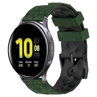 For Samsung Galaxy Watch Active 2 44mm 20mm Football Pattern Two-Color Silicone Watch Band(Armygreen+Black)