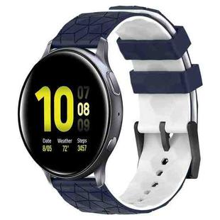 For Samsung Galaxy Watch Active 2 44mm 20mm Football Pattern Two-Color Silicone Watch Band(Midnight Blue + White)