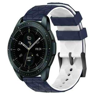 For Samsung Galaxy Watch 42mm 20mm Football Pattern Two-Color Silicone Watch Band(Midnight Blue + White)