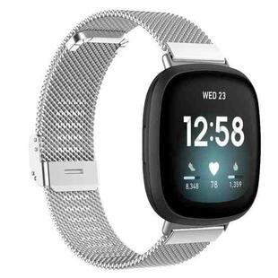 For Fitbit Versa 4 / Versa 3 / Sense 2 / Sense Integrated Milan Buckle Fine Mesh Metal Watch Band(Silver)