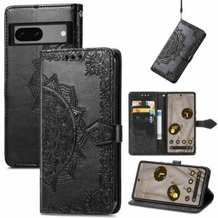 For Google Pixel 7A Mandala Flower Embossed Leather Phone Case(Black)
