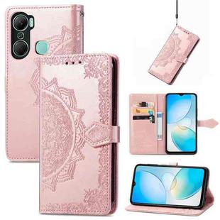 For Infinix Hot 12 Pro Mandala Flower Embossed Leather Phone Case(Rose Gold)