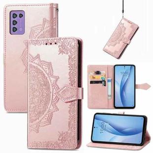 For ZTE Libero 5G III Mandala Flower Embossed Leather Phone Case(Rose Gold)