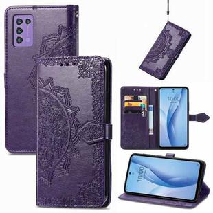 For ZTE Libero 5G III Mandala Flower Embossed Leather Phone Case(Purple)
