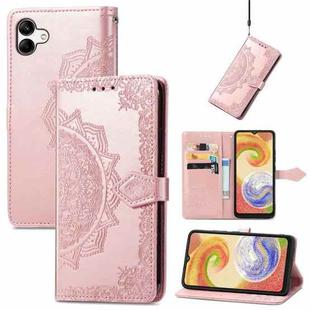 For Samsung Galaxy A04 Mandala Flower Embossed Leather Phone Case(Rose Gold)