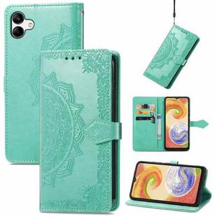 For Samsung Galaxy A04 Mandala Flower Embossed Leather Phone Case(Green)
