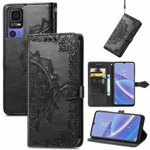 For TCL 40 SE Mandala Flower Embossed Leather Phone Case(Black)