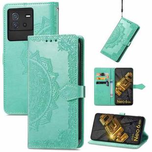 For vivo iQOO Neo 6 Mandala Flower Embossed Leather Phone Case(Green)