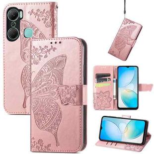 For Infinix Hot 12 Pro Butterfly Love Flower Embossed Leather Phone Case(Rose Gold)