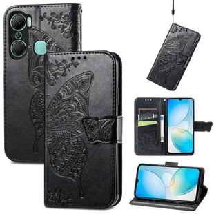 For Infinix Hot 12 Pro Butterfly Love Flower Embossed Leather Phone Case(Black)