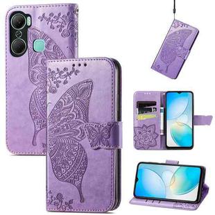 For Infinix Hot 12 Pro Butterfly Love Flower Embossed Leather Phone Case(Lavender)