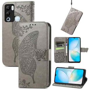 For Infinix Hot 12i Butterfly Love Flower Embossed Leather Phone Case(Gray)