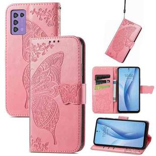 For ZTE Libero 5G III Butterfly Love Flower Embossed Leather Phone Case(Pink)