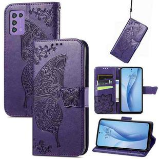 For ZTE Libero 5G III Butterfly Love Flower Embossed Leather Phone Case(Purple)