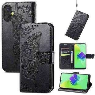 For Tecno Spark 9 Pro Butterfly Love Flower Embossed Leather Phone Case(Black)