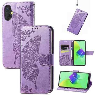 For Tecno Spark 9 Pro Butterfly Love Flower Embossed Leather Phone Case(Lavender)