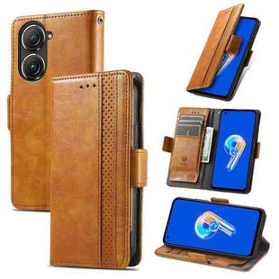 For Asus Zenfone 9 CaseNeo Splicing Dual Magnetic Buckle Leather Phone Case(Khaki)