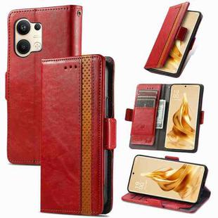 For OPPO Reno9 CaseNeo Splicing Dual Magnetic Buckle Leather Phone Case(Red)