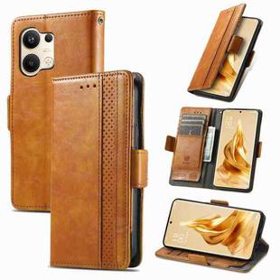 For OPPO Reno9 CaseNeo Splicing Dual Magnetic Buckle Leather Phone Case(Khaki)