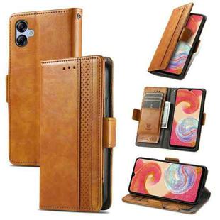 For Samsung Galaxy A04e CaseNeo Splicing Dual Magnetic Buckle Leather Phone Case(Khaki)