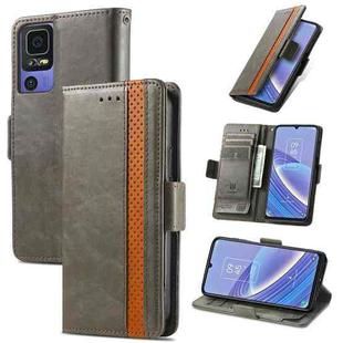 For TCL 40 SE CaseNeo Splicing Dual Magnetic Buckle Leather Phone Case(Gray)