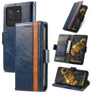 For vivo iQOO Neo 6 CaseNeo Splicing Dual Magnetic Buckle Leather Phone Case(Blue)