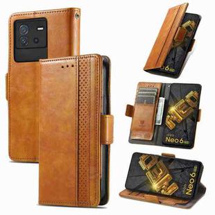 For vivo iQOO Neo 6 CaseNeo Splicing Dual Magnetic Buckle Leather Phone Case(Khaki)