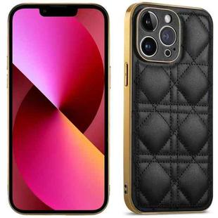 For iPhone 13 Suteni Electroplated Rattan Grid Leather Soft TPU Phone Case(Black)