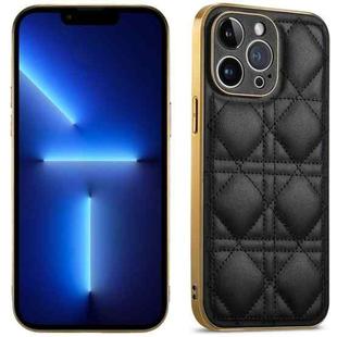 For iPhone 13 Pro Suteni Electroplated Rattan Grid Leather Soft TPU Phone Case(Black)