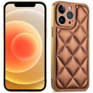 For iPhone 12 Suteni Electroplated Big Diamond Grid Leather Soft TPU Phone Case(Brown)