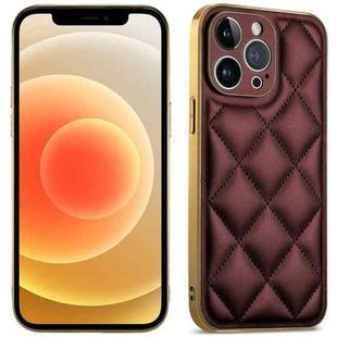 For iPhone 12 Suteni Electroplated Big Diamond Grid Leather Soft TPU Phone Case(Purple)
