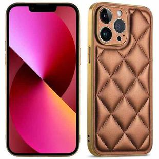For iPhone 13 Suteni Electroplated Big Diamond Grid Leather Soft TPU Phone Case(Brown)