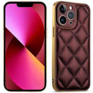 For iPhone 13 Suteni Electroplated Big Diamond Grid Leather Soft TPU Phone Case(Purple)