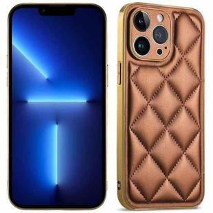 For iPhone 13 Pro Suteni Electroplated Big Diamond Grid Leather Soft TPU Phone Case(Brown)