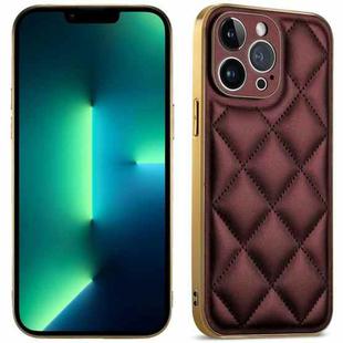 For iPhone 13 Pro Max Suteni Electroplated Big Diamond Grid Leather Soft TPU Phone Case(Purple)