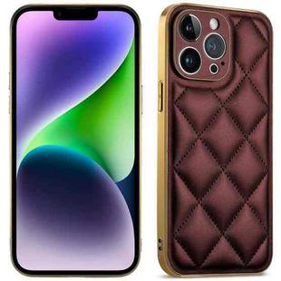 For iPhone 14 Suteni Electroplated Big Diamond Grid Leather Soft TPU Phone Case(Purple)