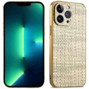 For iPhone 13 Pro Max Suteni Electroplated Woven Cloth PU Soft TPU Phone Case(Grass Green)