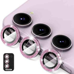 For Samsung Galaxy S23 5G / S23+ 5G ENKAY 9H Rear Camera Lens Glitter Aluminium Alloy Ring Tempered Glass Film(Pink)