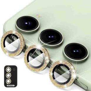 For Samsung Galaxy S23 5G / S23+ 5G ENKAY 9H Rear Camera Lens Glitter Aluminium Alloy Ring Tempered Glass Film(Gold)