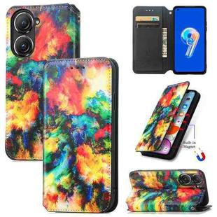 For Asus Zenfone 9 CaseNeo Colorful Magnetic Leather Phone Case(Colorful Cloud)