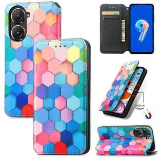 For Asus Zenfone 9 CaseNeo Colorful Magnetic Leather Phone Case(Colorful Cube)