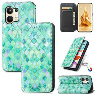 For OPPO Reno9 CaseNeo Colorful Magnetic Leather Phone Case(Emerald)