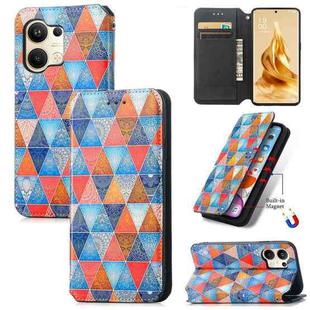 For OPPO Reno9 CaseNeo Colorful Magnetic Leather Phone Case(Rhombus Mandala)