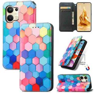 For OPPO Reno9 CaseNeo Colorful Magnetic Leather Phone Case(Colorful Cube)
