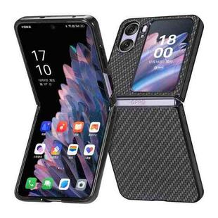 For OPPO Find N2 Flip Carbon Fiber Texture Leather Back Cover Phone Case(Black)